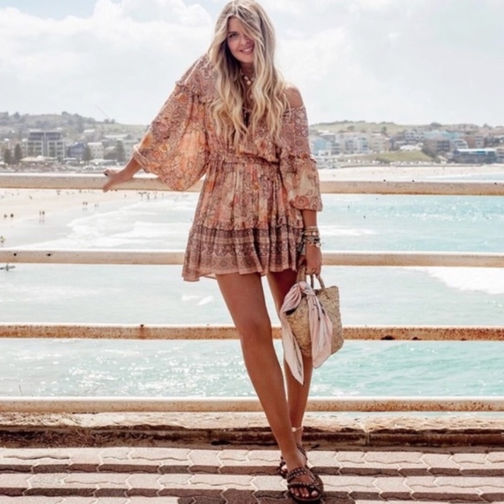 SOLD OUT Amethyst Blush Floral Bohemian Long Sleeve Dress - Picture 4 of 8